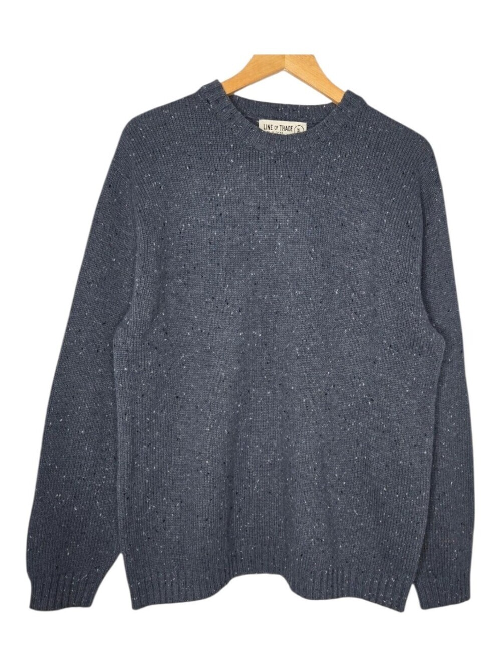 Line Of Trade Mens Blue Gray Confetti Wool Blend Crewneck Sweater Size XL